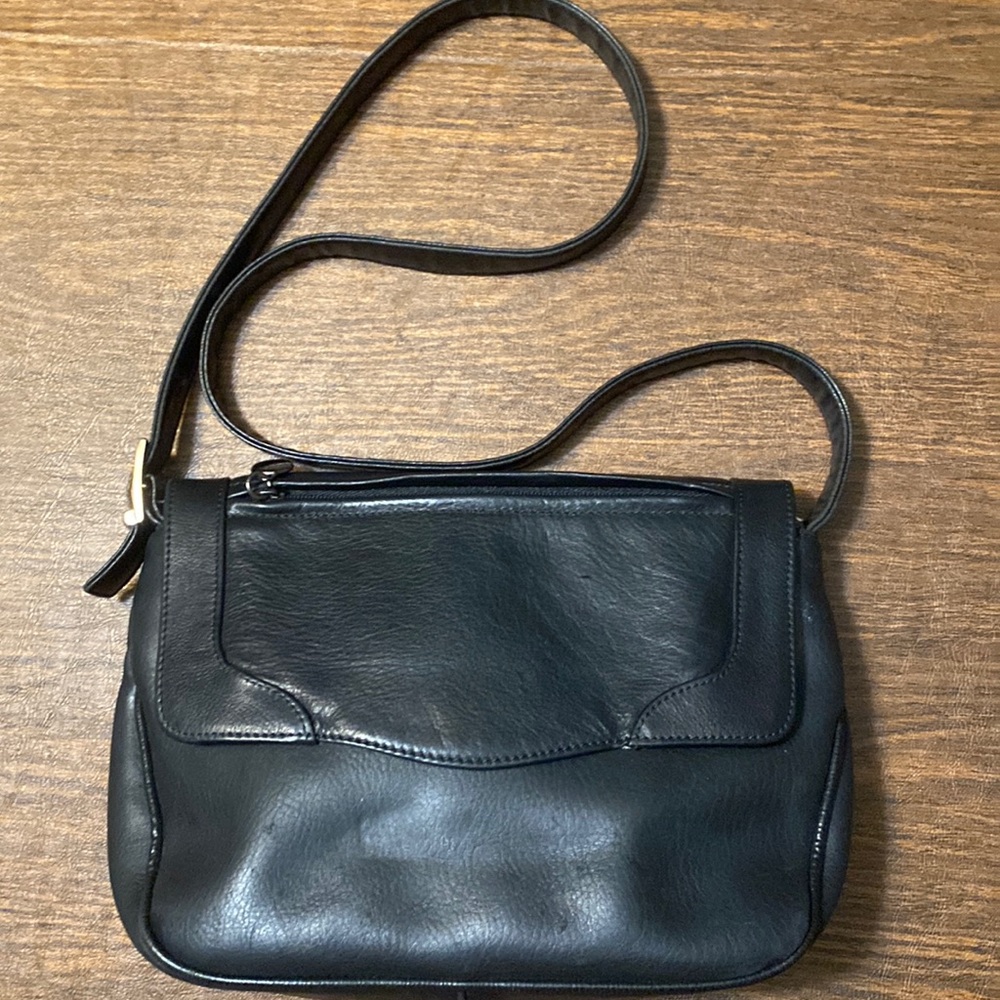 Vintage Soft Italian Leather Handbag, Black